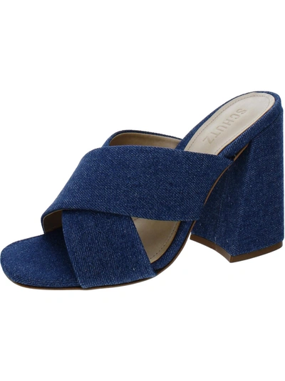 Shop Schutz Callie Womens Denim Slip-on Heels In Blue