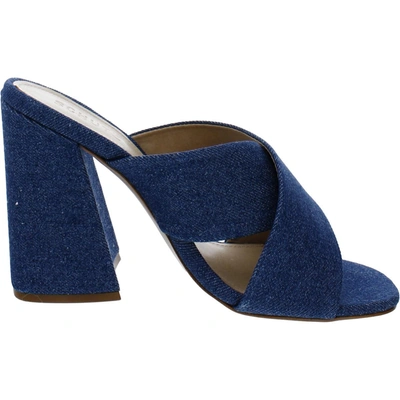 Shop Schutz Callie Womens Denim Slip-on Heels In Blue