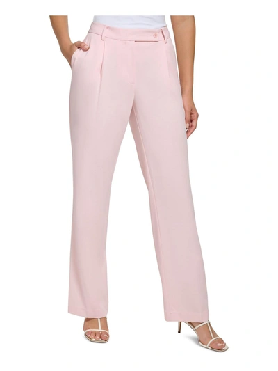 Shop Dkny Womens Extended Tab Pleated Dress Pants In Pink