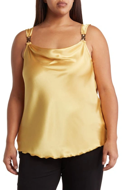 Shop Tash And Sophie Chain Strap Satin Top In Gold
