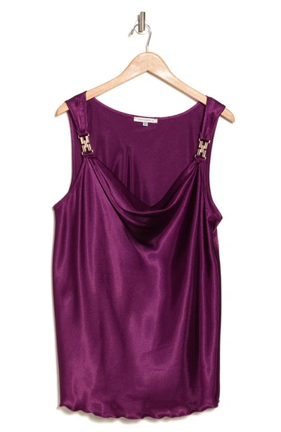 Shop Tash And Sophie Chain Strap Satin Top In Plum
