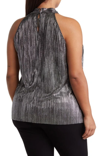 Shop Tash And Sophie Pleated Foil Top In Silver