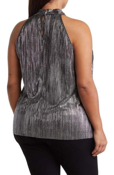 Tash And Sophie Pleated Foil Top In Silver