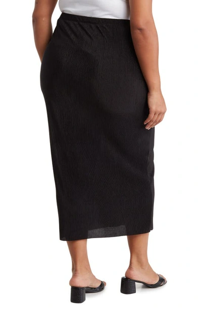 Shop Tash And Sophie Plissé Midi Skirt In Black