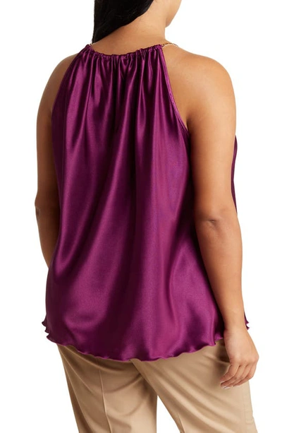 Shop Tash And Sophie Chain Strap Pleated Top In Plum