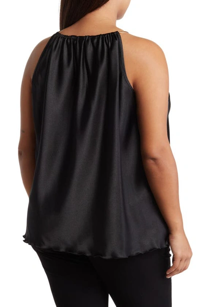 Shop Tash And Sophie Chain Strap Pleated Top In Black