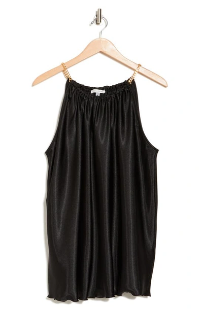 Shop Tash And Sophie Chain Strap Pleated Top In Black