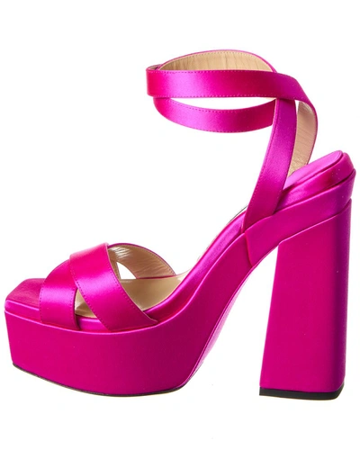 Shop Jimmy Choo Gaia 140 Satin Platform Sandal In Pink