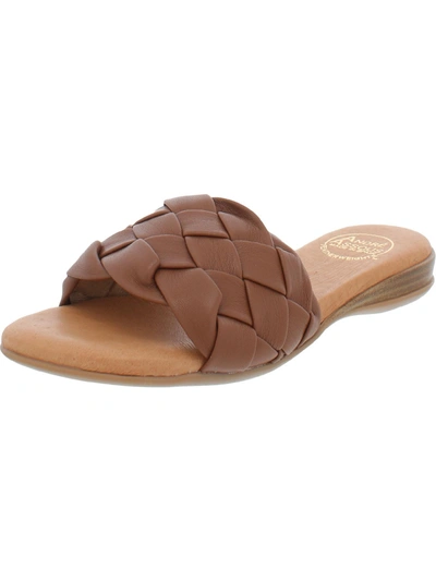 Shop Andre Assous Nicki Womens Faux Leather Wedge Slide Sandals In Brown
