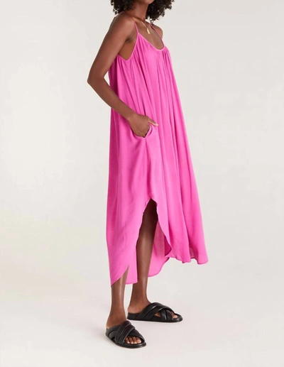 Shop Z Supply Tiana Crinkle Midi Dress In Rose Violet In Pink