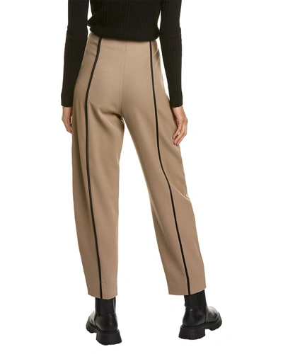 Shop Ganni Twill Curved Leg Wool-blend Pant In Brown