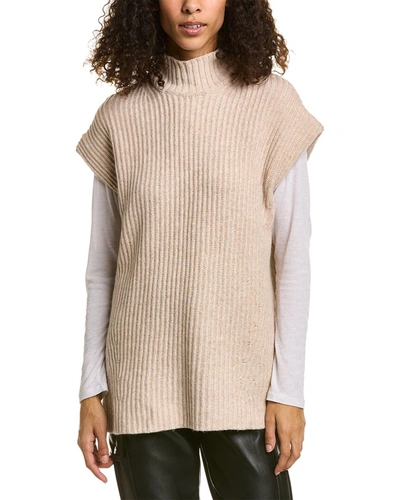 Shop Ganni Wool-blend Sweater Vest In Beige