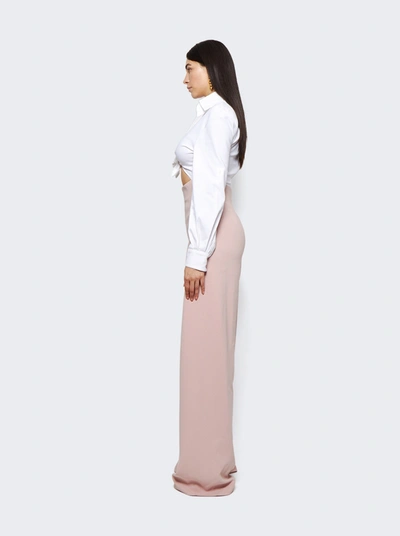 Shop Sergio Hudson Mixed Media Tie Top Jumpsuit Blush In White