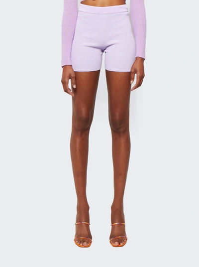 Shop Jacquemus Le Short Arancia Knit Bike Shorts In Purple