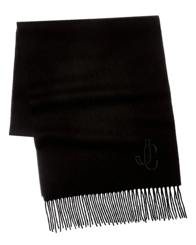 Jimmy Choo Jc Monogram Cashmere Scarf In Black