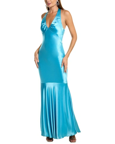 Shop Issue New York V-neck Gown In Blue