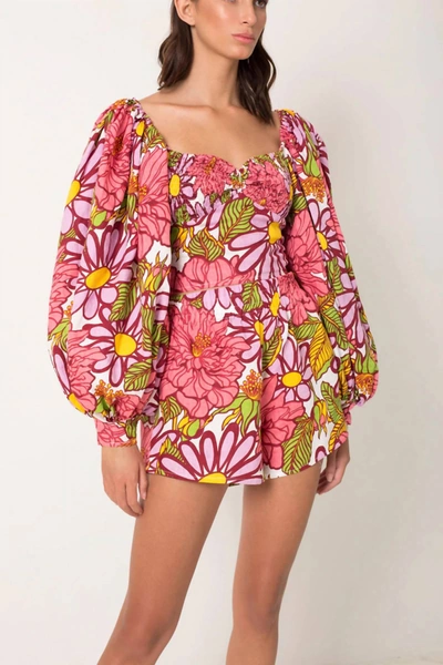 S/w/f Women's Exaggerated Puff Sleeve Top In Frida In Multi