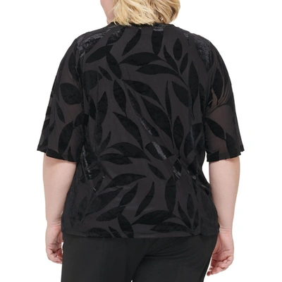 Shop Calvin Klein Plus Womens Velvet Burnout Blouse In Black
