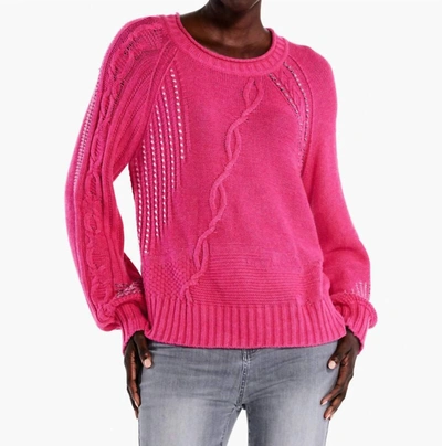 Shop Nic + Zoe Crafted Cables Sweater In Pink Multi