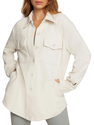Shop Good American Juniors Womens Fleece Oversized Shirt Jacket In Beige