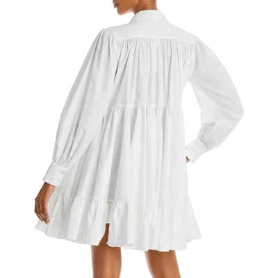 Shop Charina Sarte Malaya Womens Cotton Ruffled Trim Shirtdress In White