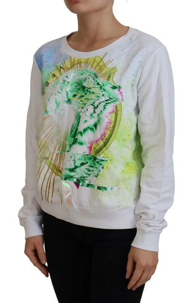 Versace Jeans White Graphic Print Long Sleeves Sweater In White