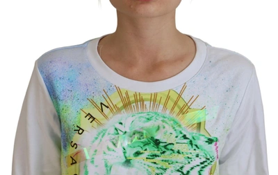 Versace Jeans White Graphic Print Long Sleeves Sweater In White