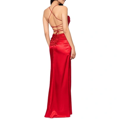 Shop Blondie Nites Juniors Womens Lace-up Back Maxi Evening Dress In Red