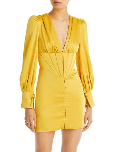 Shop Lavish Alice Womens Satin Short Mini Dress In Yellow