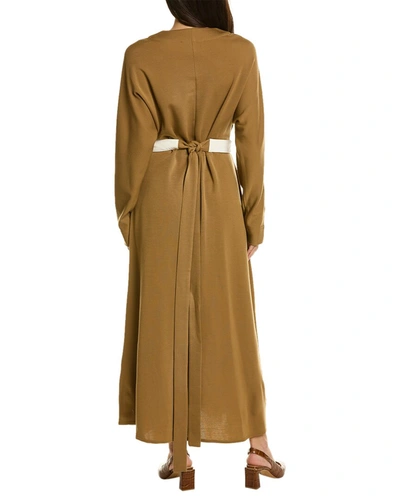 Shop Lanvin Front Pouch Midi Dress In Brown