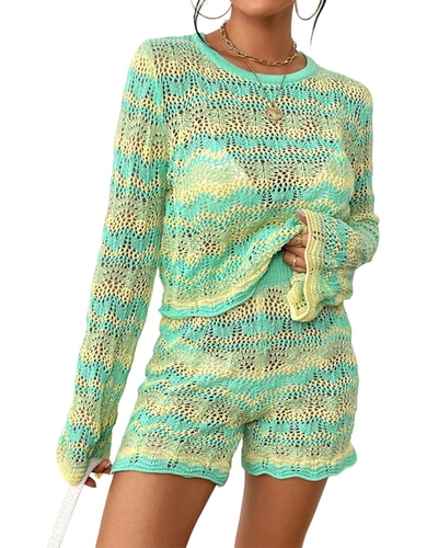 Shop Luna Tuccini 2pc Sweater & Short Set In Green
