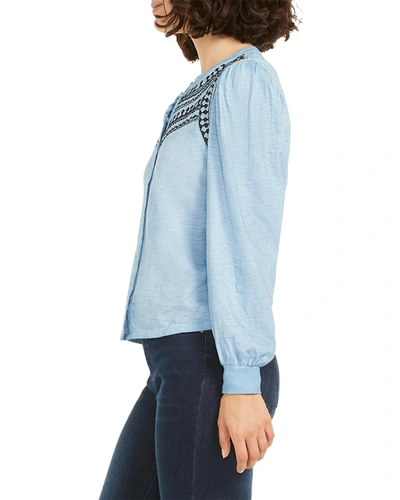 Shop Nic + Zoe Embroidered Pop Shirt In Blue