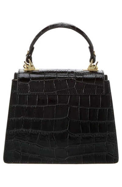 Shop Persaman New York Croco Embossed Top Handle Bag In Black