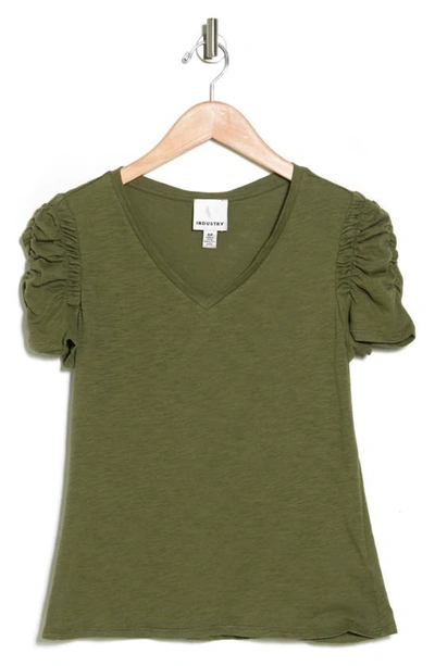 Shop Industry Republic Clothing Ruched Short Sleeve T-shirt In Olive