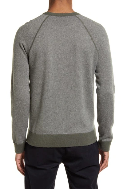 Shop Vince Birdseye Wool & Cashmere Sweater In Olive Field/ Pearl