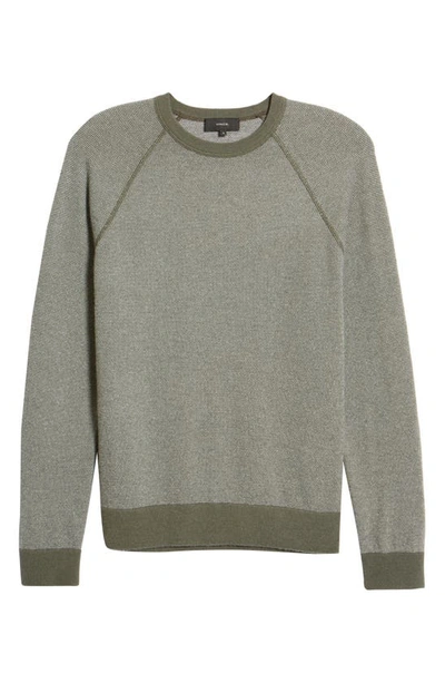 Shop Vince Birdseye Wool & Cashmere Sweater In Olive Field/ Pearl
