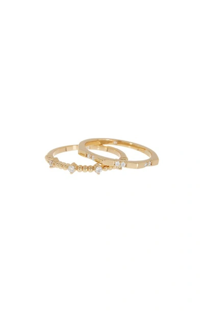 Shop Covet Set Of 2 Cubic Zirconia Stackable Rings In Gold