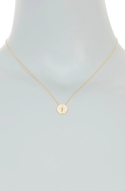 Shop Argento Vivo Sterling Silver Pavé Cubic Zirconia North Star Disc Pendant Necklace In Gold