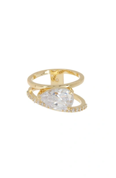 Shop Covet Pear Faux Wrap Ring In Gold
