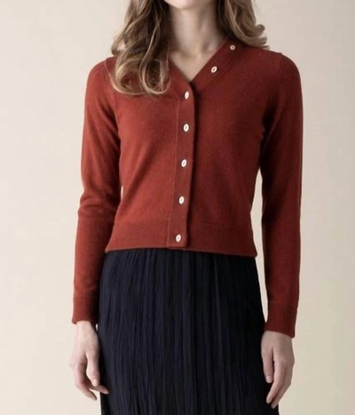 Shop Margaret O'leary Vintage Cardigan In Brick In Red