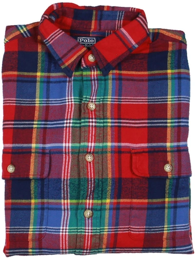 Shop Polo Ralph Lauren Mens Suede Patch Plaid Button-down Shirt In Multi