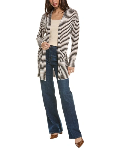 Shop Monrow Stripe Sweater Cardigan In White