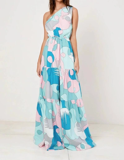 Shop S/w/f One Shoulder Tiered Maxi Dress In Palm Springs In Multi