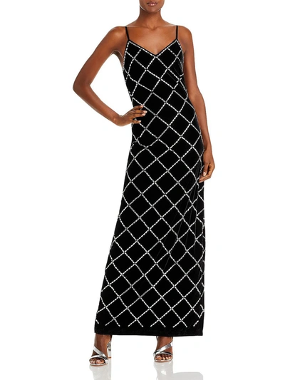 Shop Ramy Brook Omega Womens Velvet Embellished Evening Dress In Black