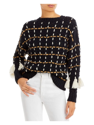 Shop Rhode Womens Tassels Mock Turtleneck Pullover Sweater In Black