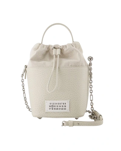 Shop Maison Margiela Hobo 5ac Bucket Bag Small -  - Leather - Beige In White