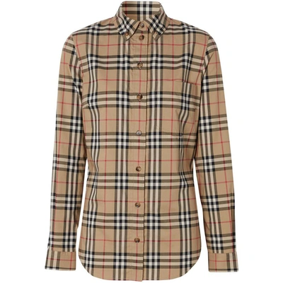 Shop Burberry Shirts In Brown/red