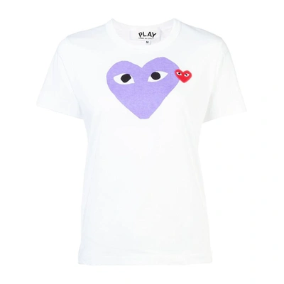 Shop Comme Des Garçons Play T-shirts In White/pink