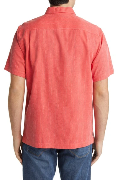 Shop Tommy Bahama Bali Border Floral Jacquard Short Sleeve Silk Button-up Shirt In Red Flash