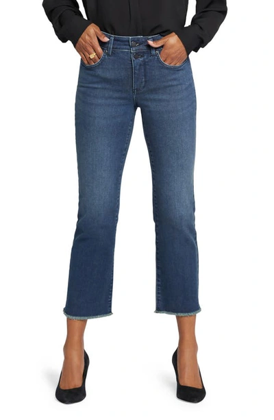 Shop Nydj Marilyn Frayed Two-button Ankle Straight Leg Jeans In Precious